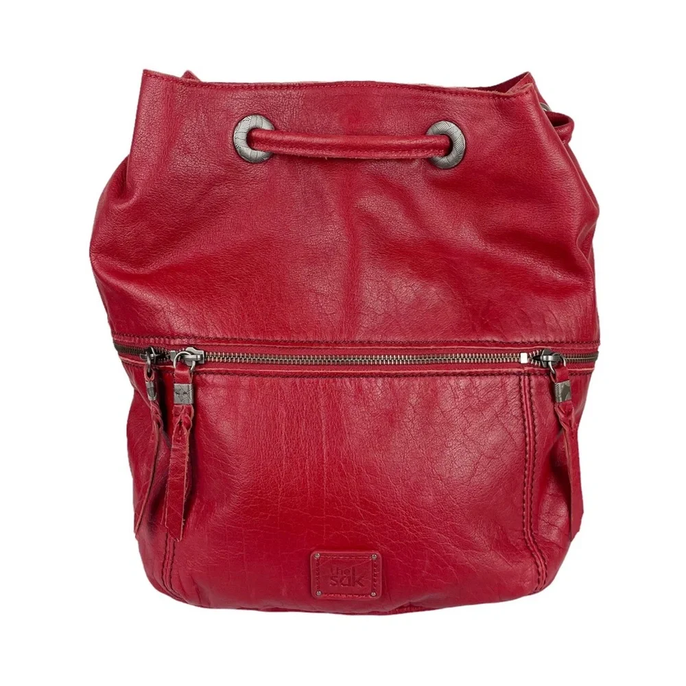 The Sak Red Leather Boho Backpack